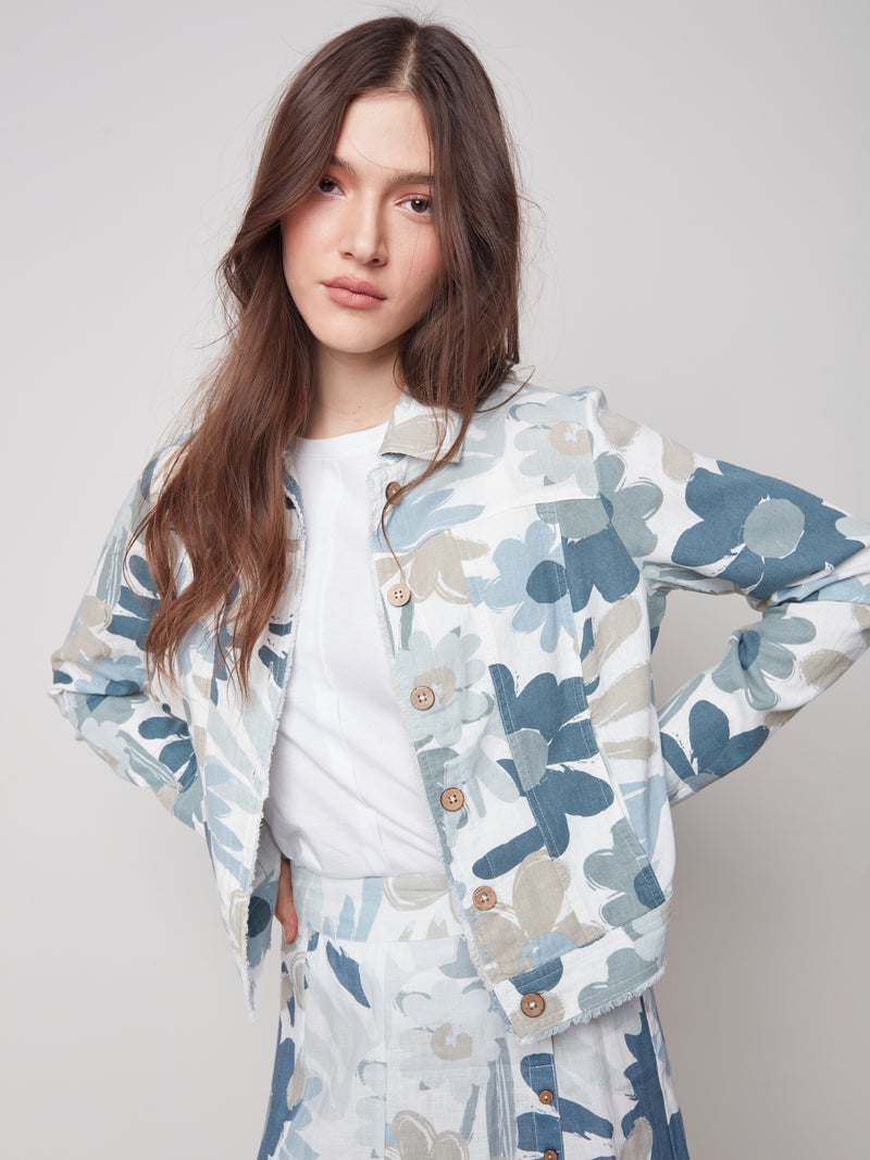 Linen Jean Jacket- Basil