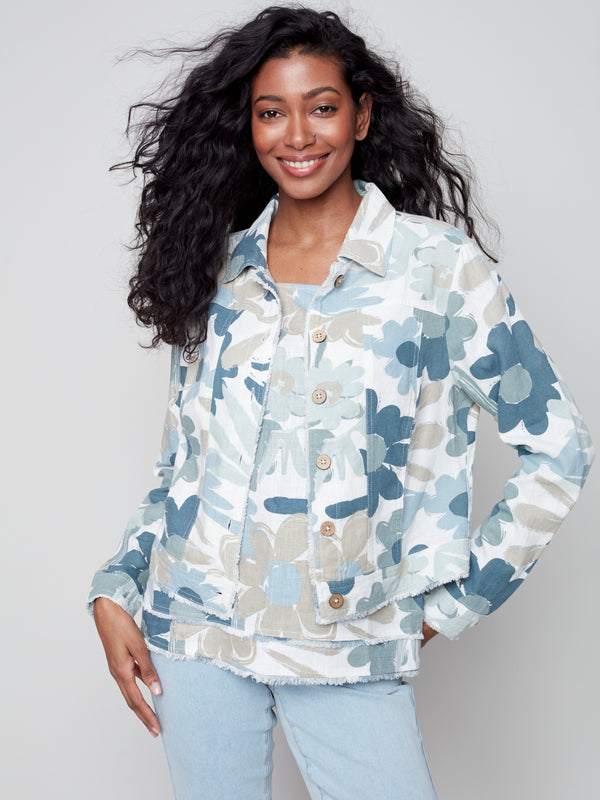 Linen Jean Jacket- Basil