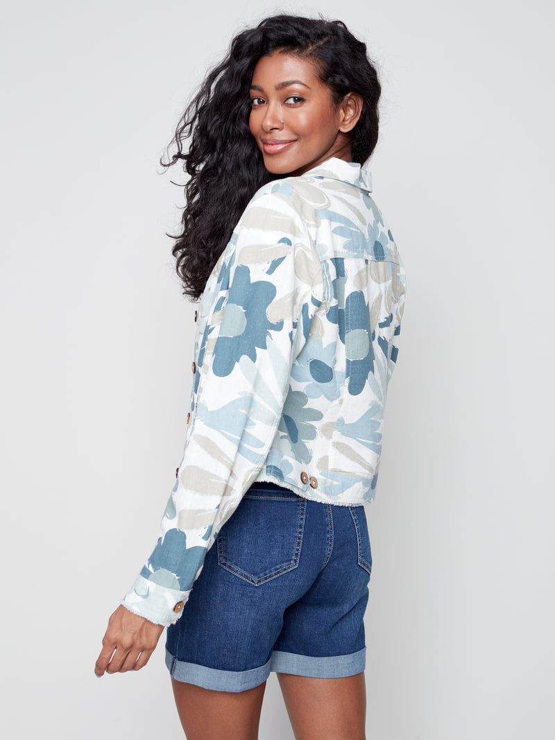 Linen Jean Jacket- Basil