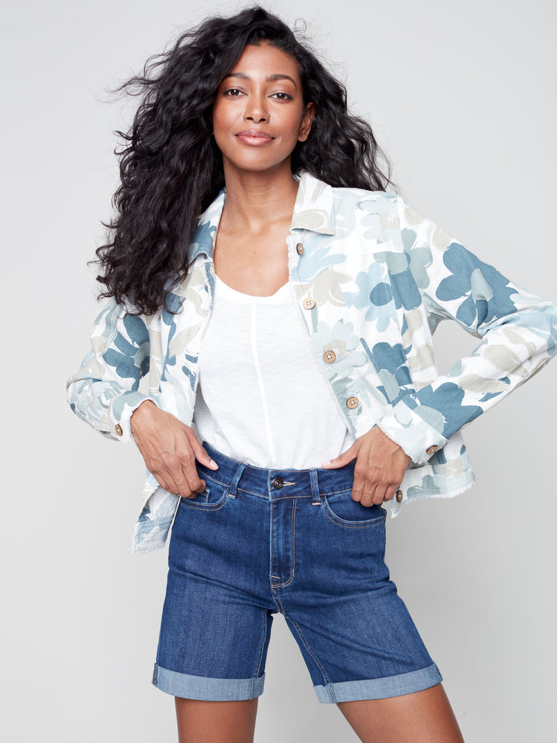 Linen Jean Jacket- Basil