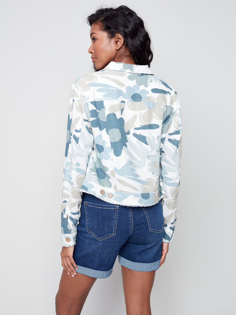 Linen Jean Jacket- Basil