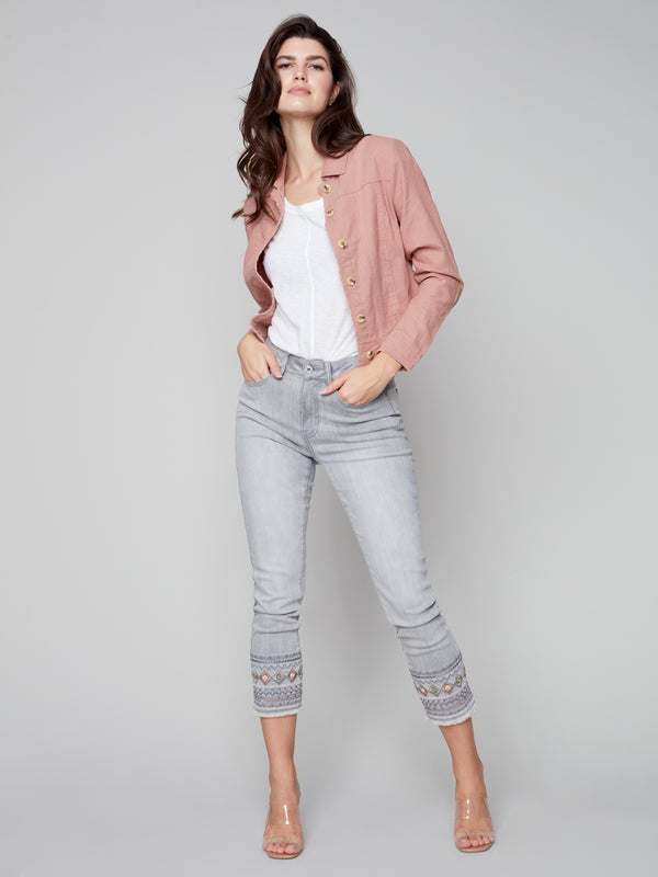 Linen Jean Jacket- Nougat
