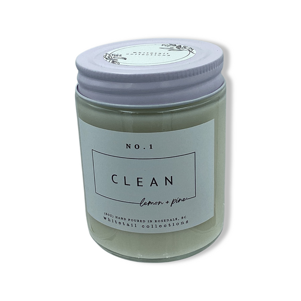 lemon and pine 8 ounce soy candle in reusable jar by whitetail collections