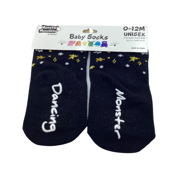 Monster Munchkins Baby Socks- Yellow Dancing Monster