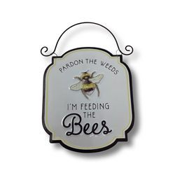 Decorative Tin Bee Sign- Weeds