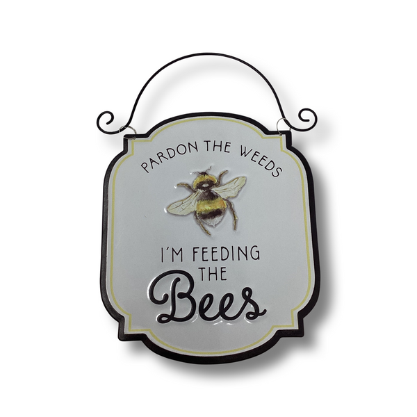 Decorative Tin Bee Sign- Weeds