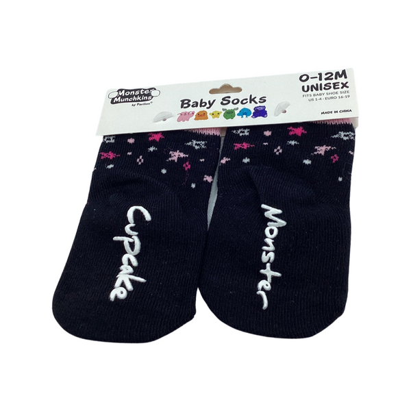 Monster Munchkins Baby Socks- Pink Cupcake Monster