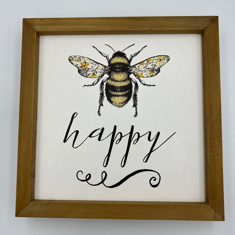 Framed Bee Happy Print